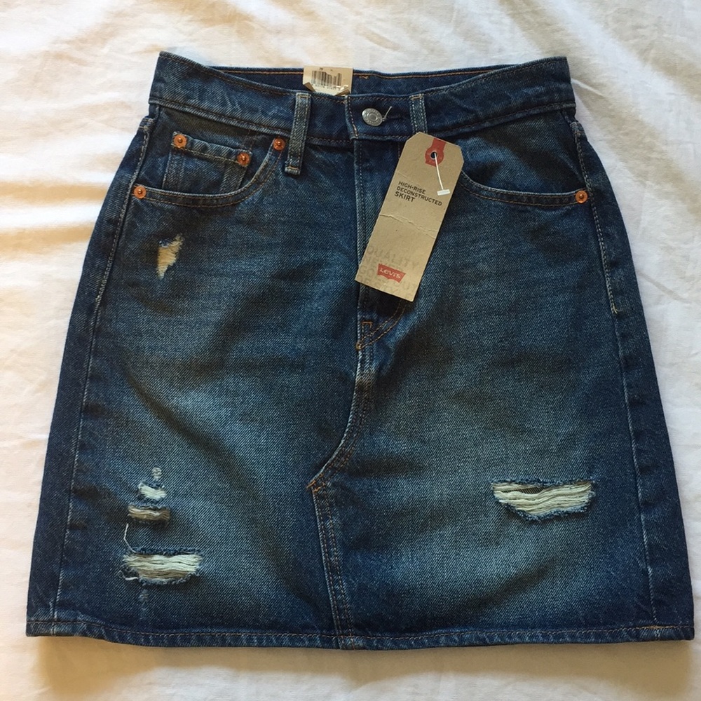 Levi’s High Rise Deconstructed Denim Jean Skirt